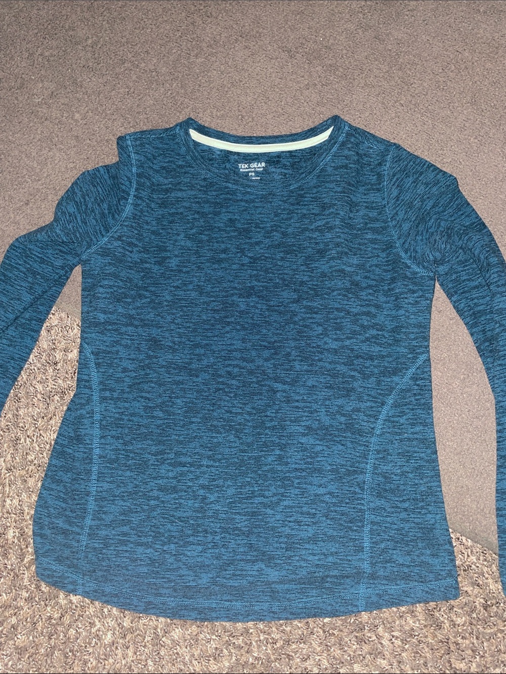 tek gear teal heathered long sleeve performance top